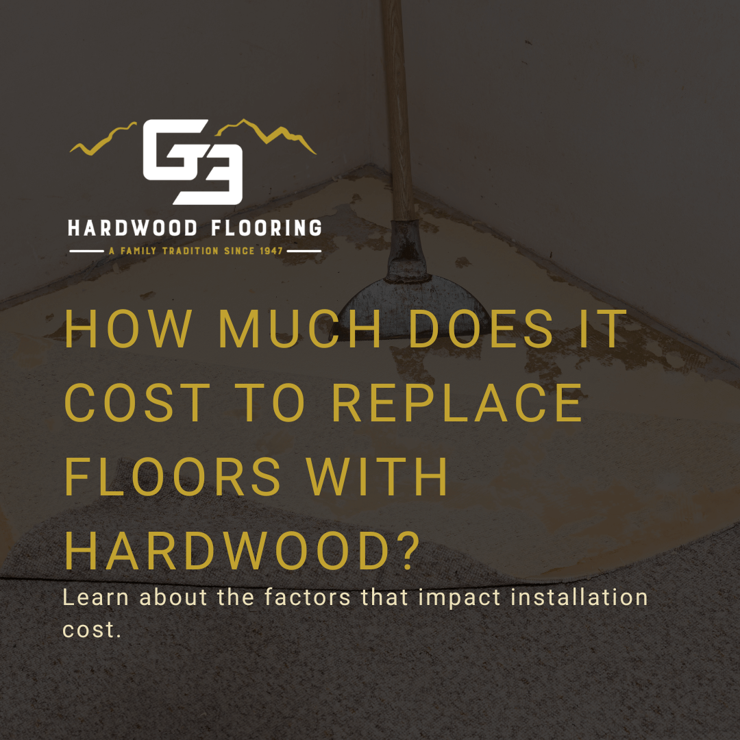 Blog graphic with title "How Much Does it Cost to Replace Floors with Hardwood?"